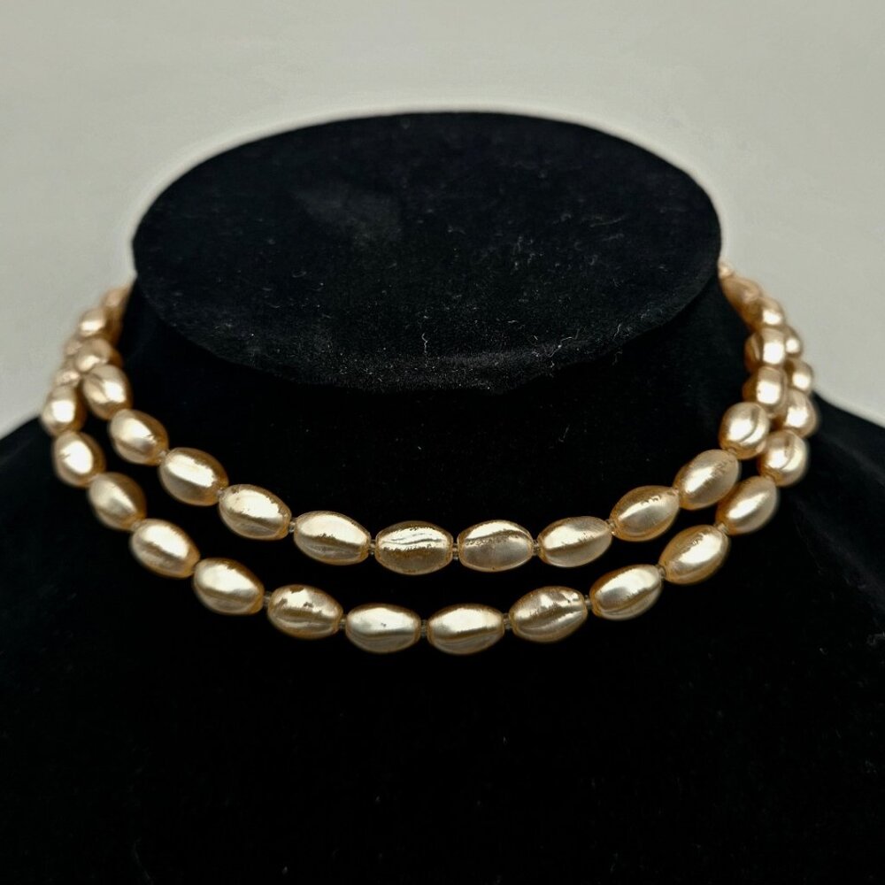 Vintage 15" Two Strand Faux Pearl Necklace